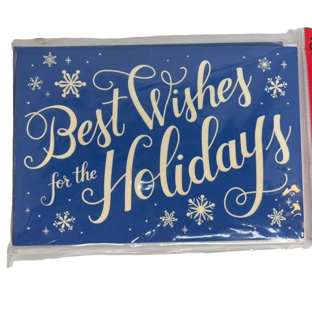 Best Wishes for the Holidays Hallmark Cards with Envelopes Blue Set of 10
